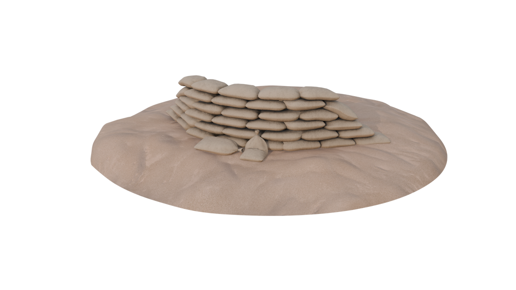 Modular Game-Ready Sandbag Wall 3D Model BlackBladeDesign