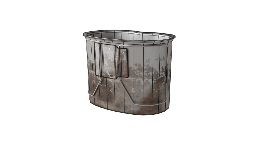 Canteen Cup 3D Model - Worn Military Butterfly Handle Pot BlackBladeDesign