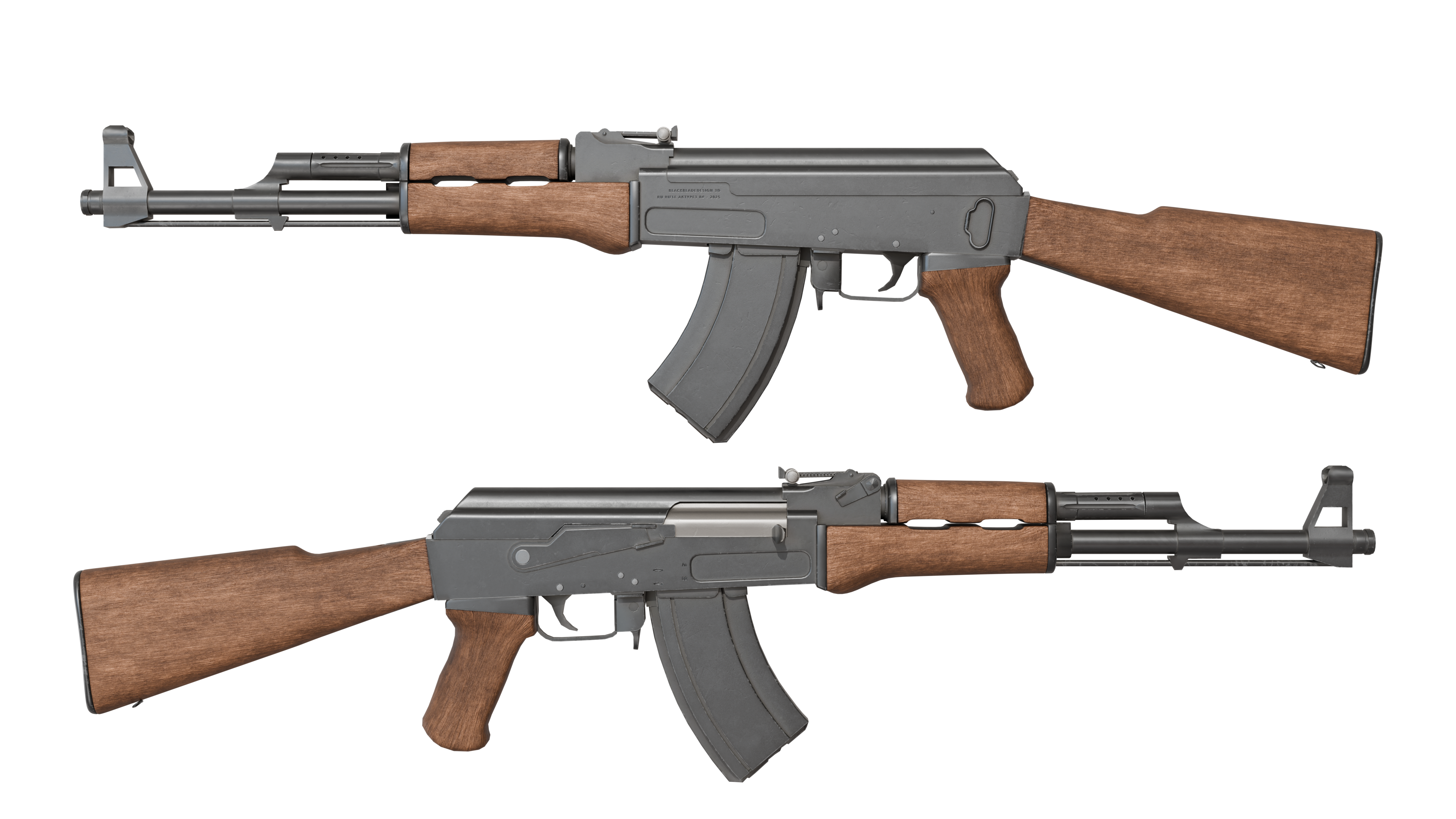 Game-Ready Russian Rifle 3D Model - AK47 TYPE III BlackBladeDesign