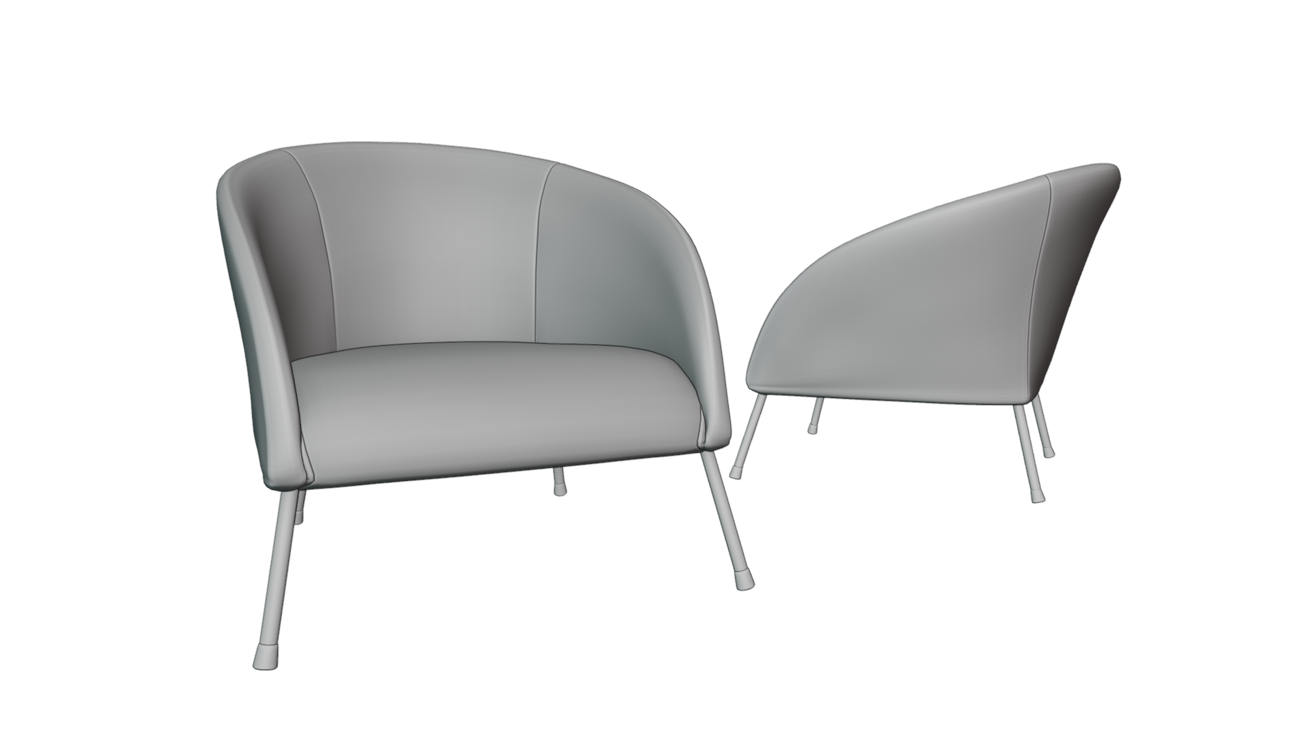 Simple Suede Leather Chair 3D model BBD3D