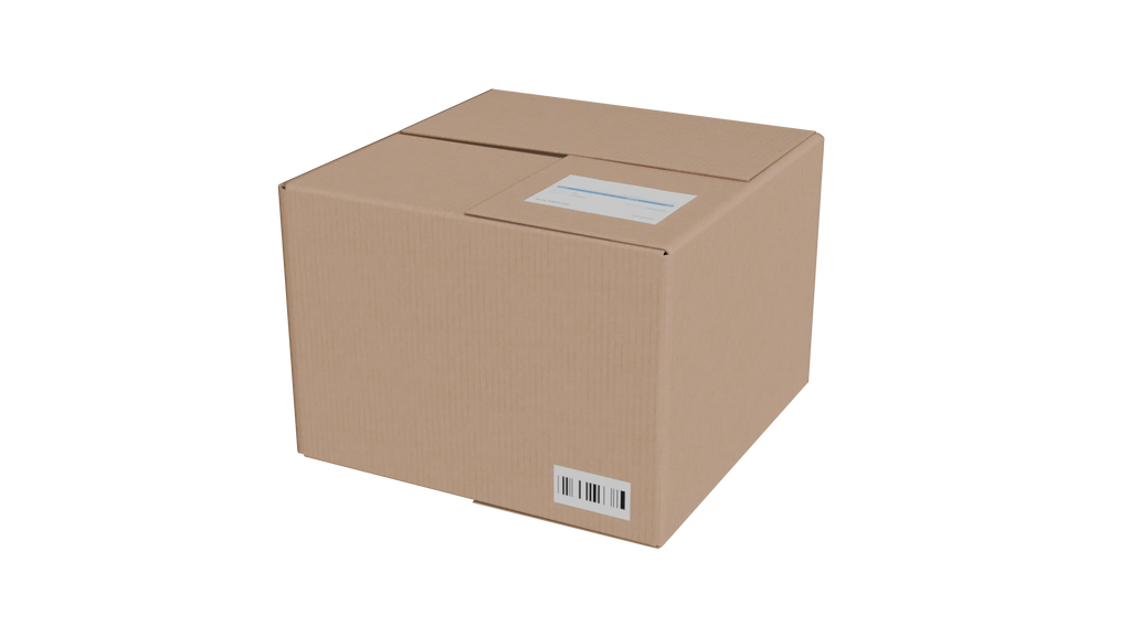 Brown cardboard box with a window on a white background 3d model