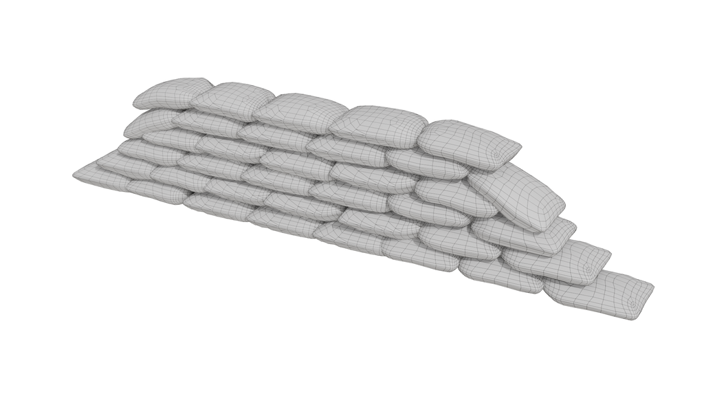 Modular Game-Ready Sandbag Wall 3D Model BlackBladeDesign