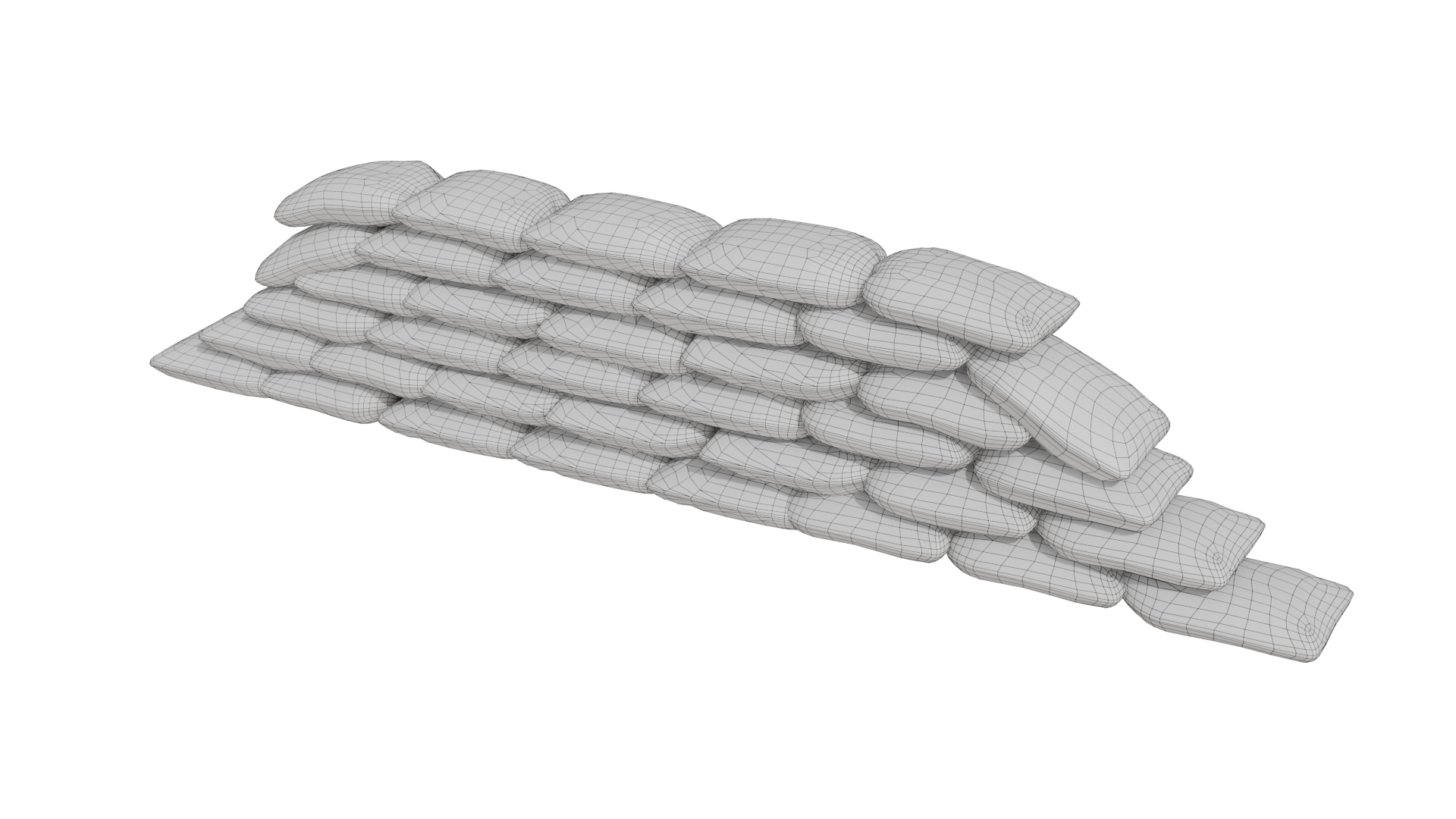Modular Game-Ready Sandbag Wall 3D Model BlackBladeDesign