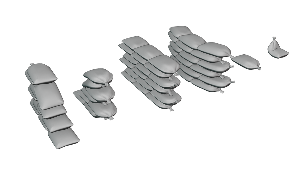 Modular Game-Ready Sandbag Wall 3D Model BlackBladeDesign