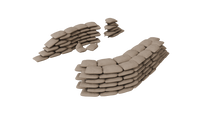 Modular Game-Ready Sandbag Wall 3D Model BlackBladeDesign