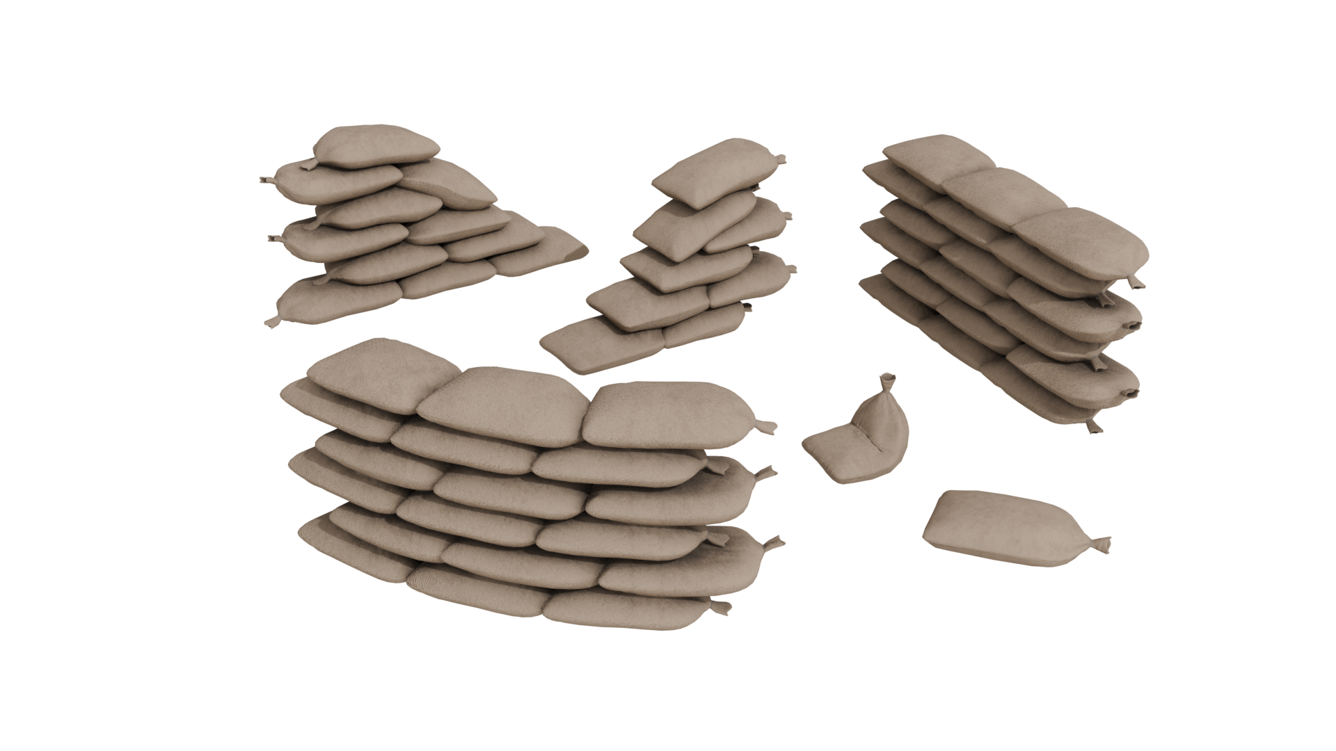 Modular Game-Ready Sandbag Wall 3D Model BlackBladeDesign